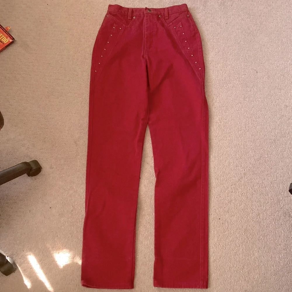 Vintage ROUGHRIDER by Circle T red denim jeans, 9/10. - Picture 2 of 9